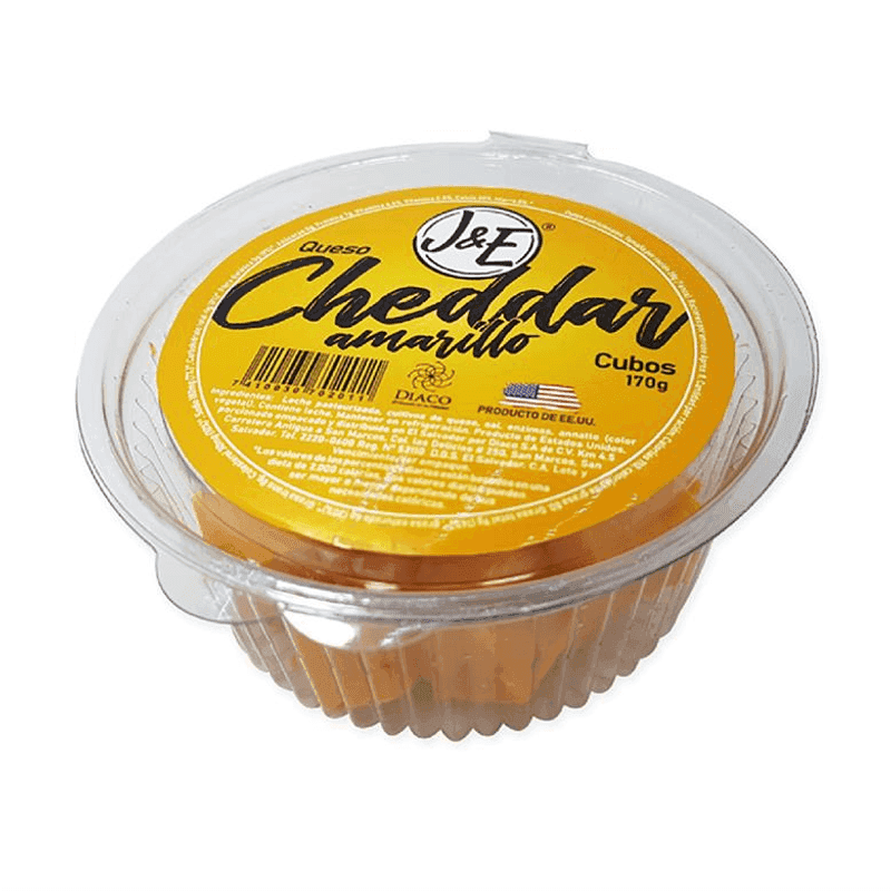 Queso cheddar amarillo en cubos J&E